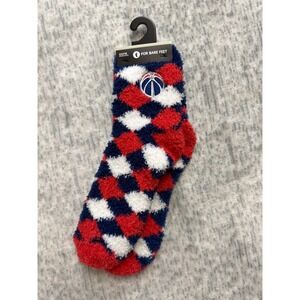 For Bare‎ Feet Washington Wizards NBA Fuzzy Socks Navy Red White Diamond OSFM